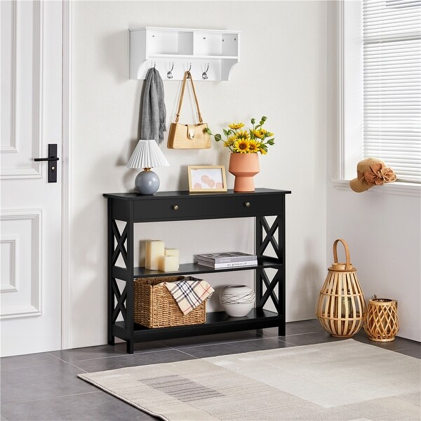 Yaheetech X Design Console Table with 1 Drawer and 2 Open Shelves