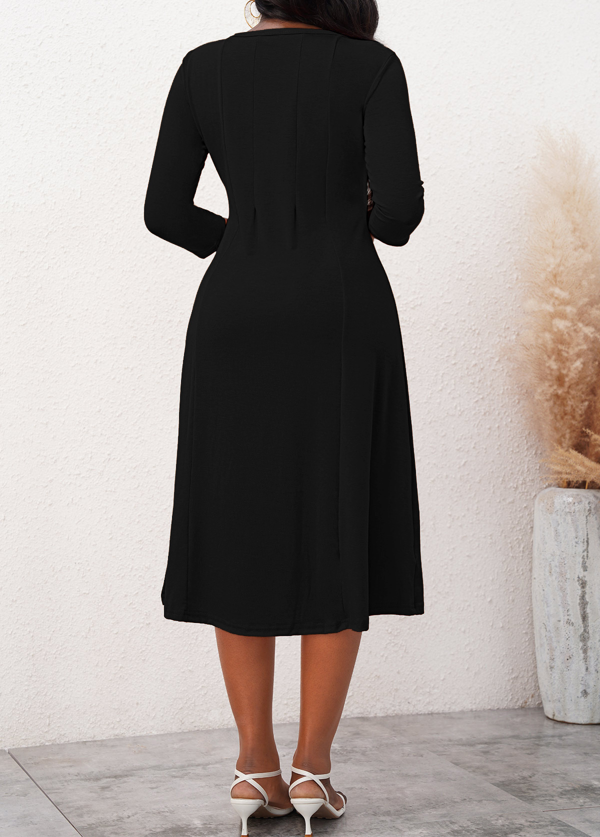 3/4 Sleeve Round Neck Dress