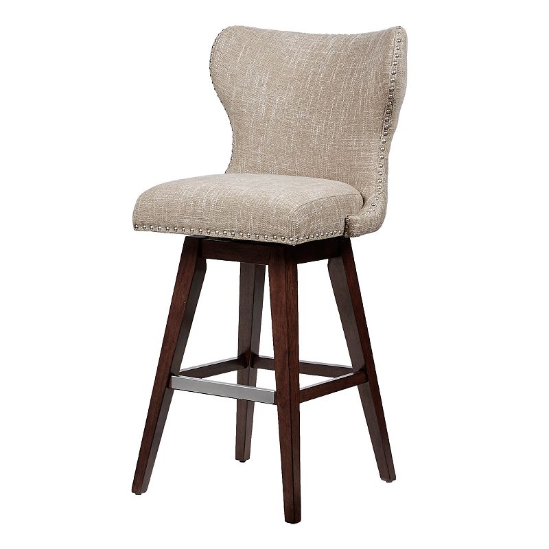 Madison Park Irvine Wingback Button Tufted 30 Swivel Bar Stool