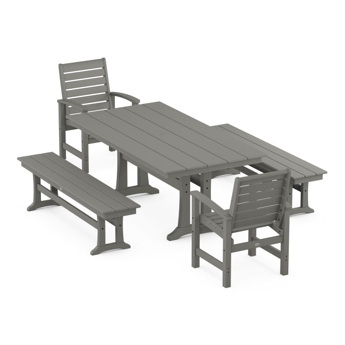 Polywood Signature 5-Piece Farmhouse Dining Set With Trestle Legs PWS1021-1