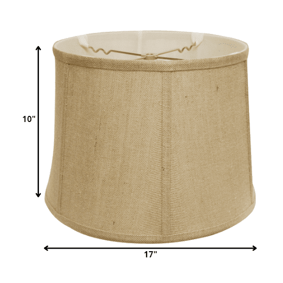 HomeRoots 469756 17 in. Golden Fiber Throwback Drum Burlap Lampshadeand Jute