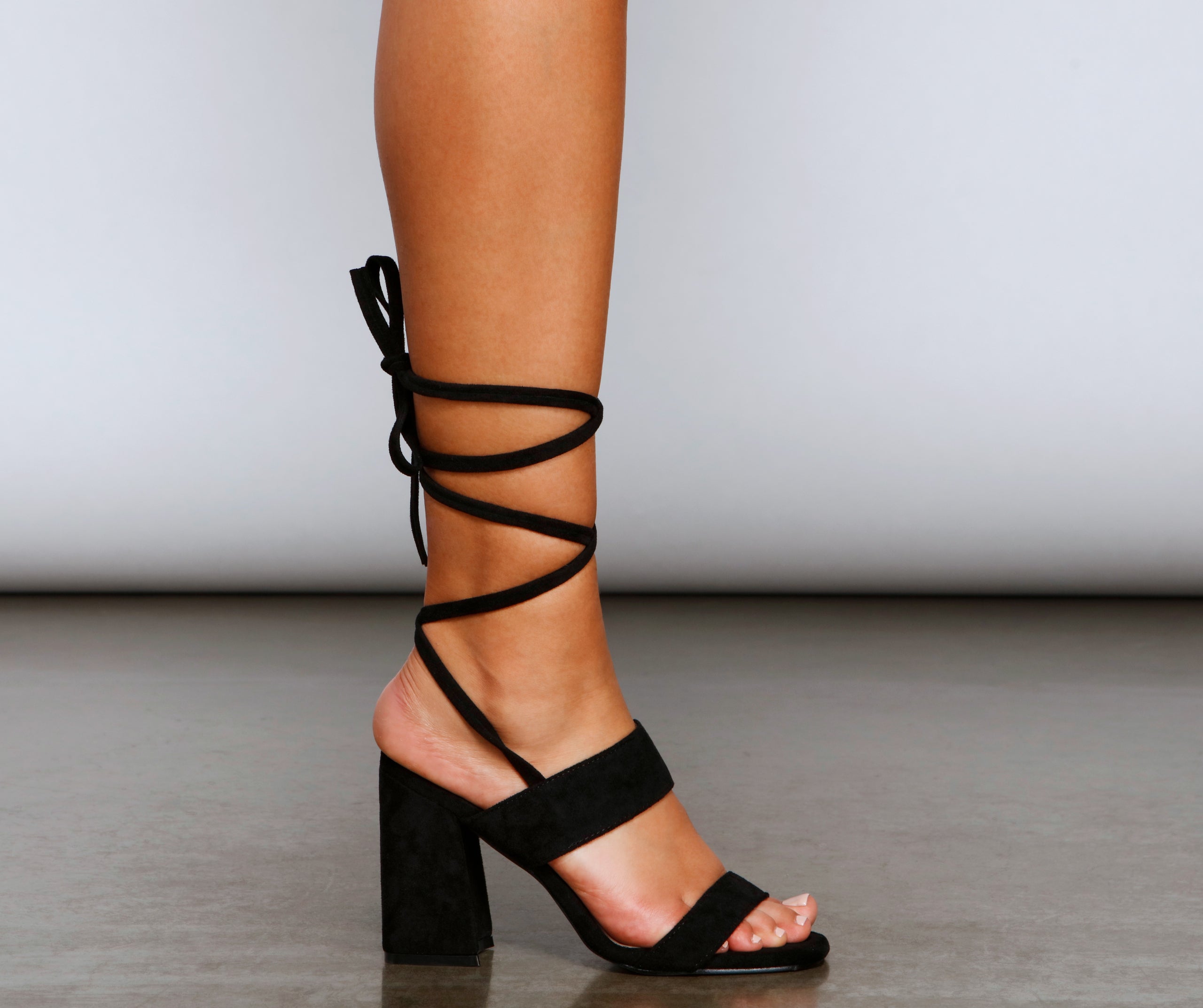 Everyday Chic Faux Suede Lace Up Heels