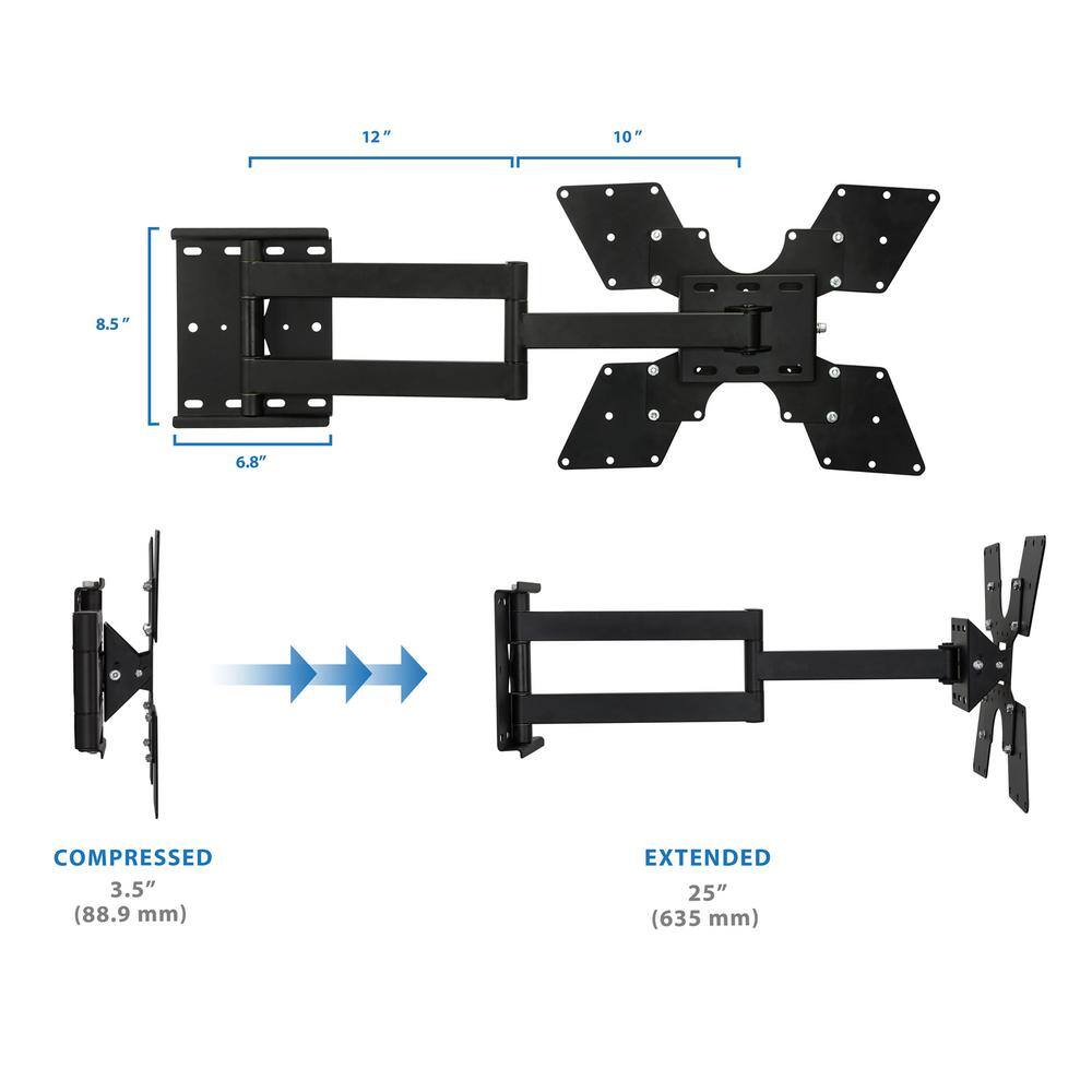 mount-it! Dual Bar Full Motion TV Wall Mount for 32 in. to 55 in. Screen Size MI-411L