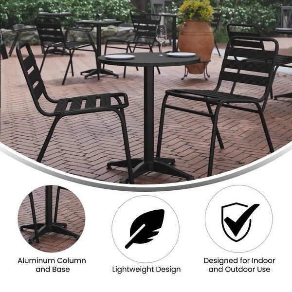 Aluminum/ Stainless Steel 23.5inch Round Indoor/ Outdoor Table