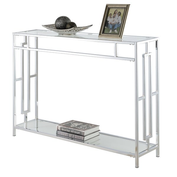 Silver Orchid Adolfi Chrome Console Table with Shelf