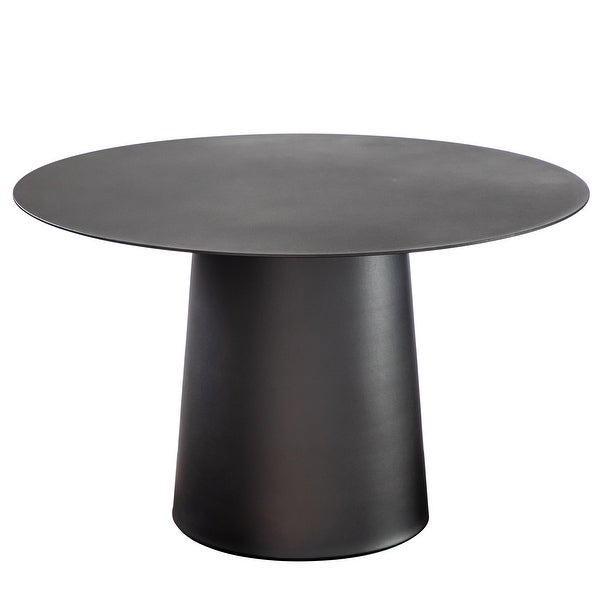 Mid Century Modern Metal Single Round Coffee Table -Black 23.6