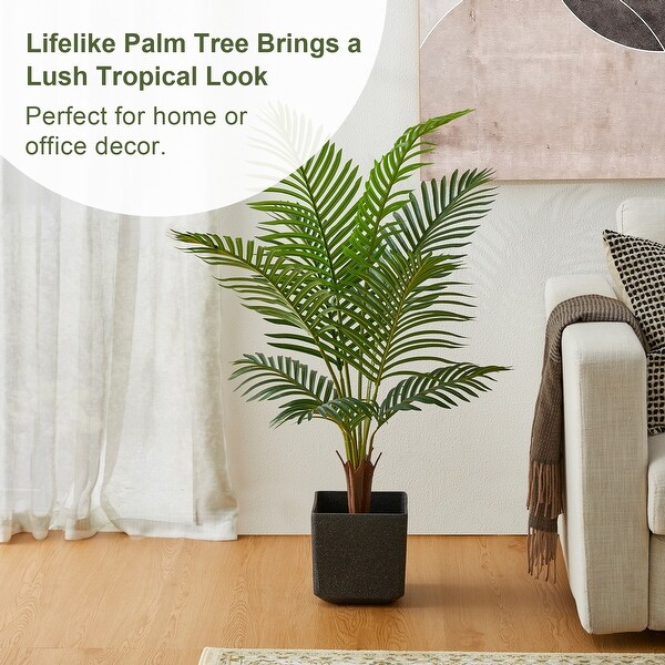 Glitzhome 43H Real Touch Areca Palm Artificial Fronds Tree in Pot