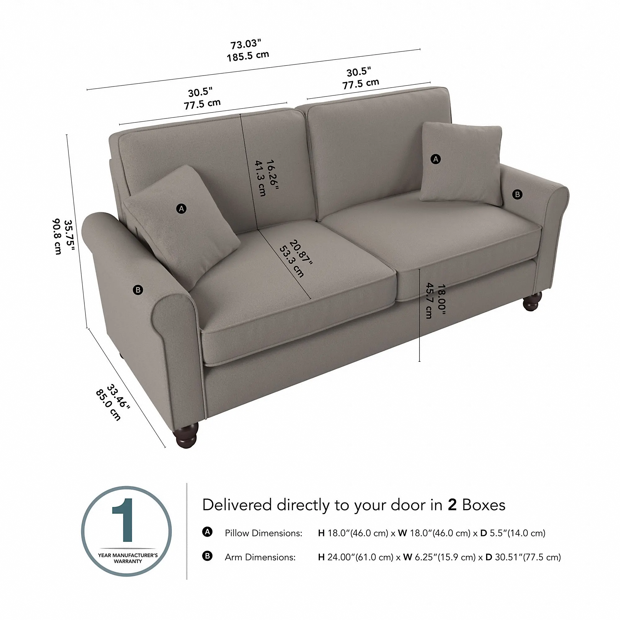 Hudson Beige Sofa - Bush Furniture