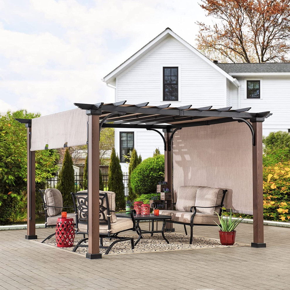 Sunjoy 11  x27x11  x27Steel Pergola   Modern   Pergolas   by Golden Bull Marketing  LLC  Houzz