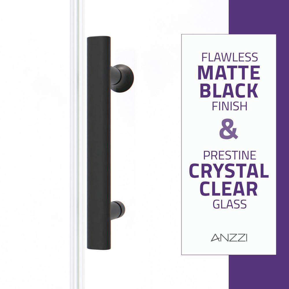 ANZZI Halberd 48 in. W x 72 in. H Sliding Framed Shower Door in Matte Black Finish with Clear Glass SD-AZ052-01MB