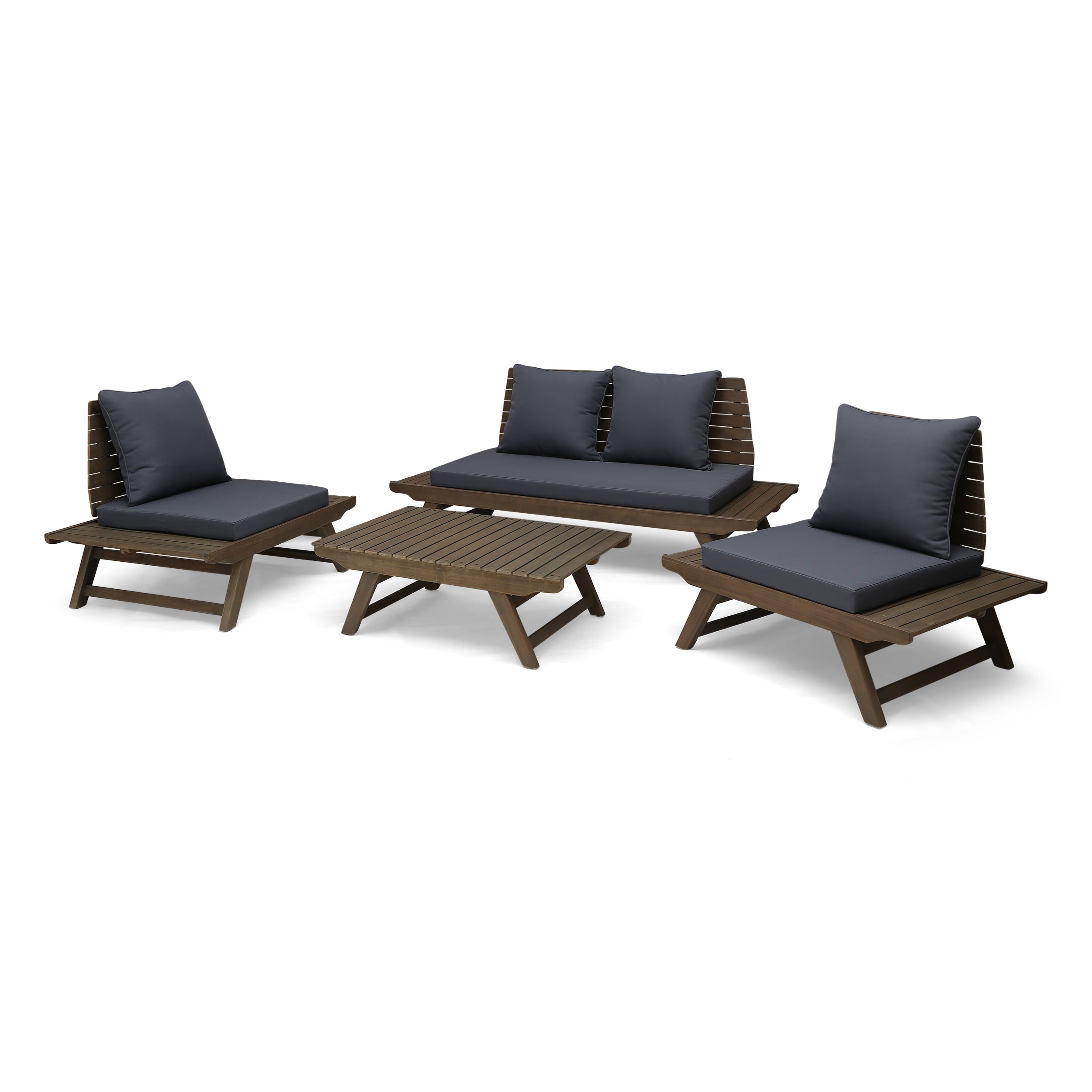 Lucy Outdoor Acacia Wood 4 Seater Chat Set