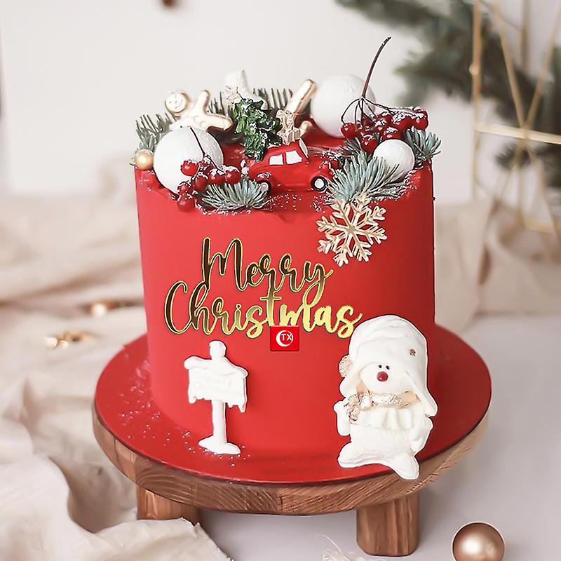 Born Pretty Gold Acrylic Merry Christmas Letter Cake Decoration Tool Diy Cake Topper 2023 Christmas Party Home Decoration 2024 New Year Noel