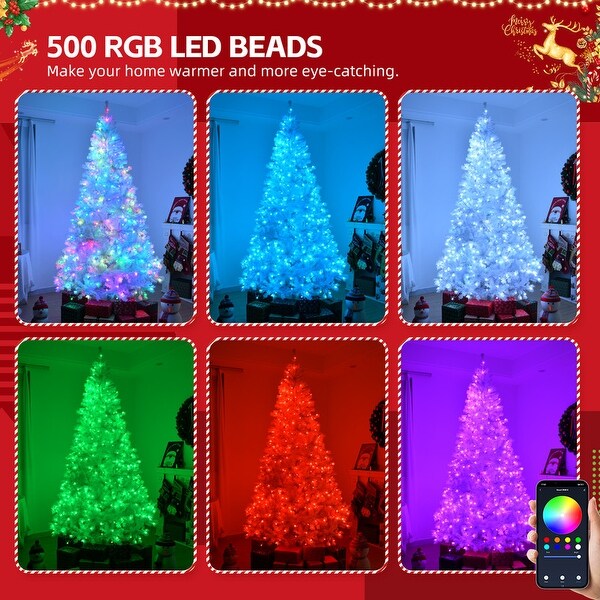 7 Ft Prelit Artificial Christmas Tree with 400 RGB Lights in White