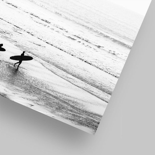 Americanflat Coastal Black White Surfing By Tanya Shumkina Poster