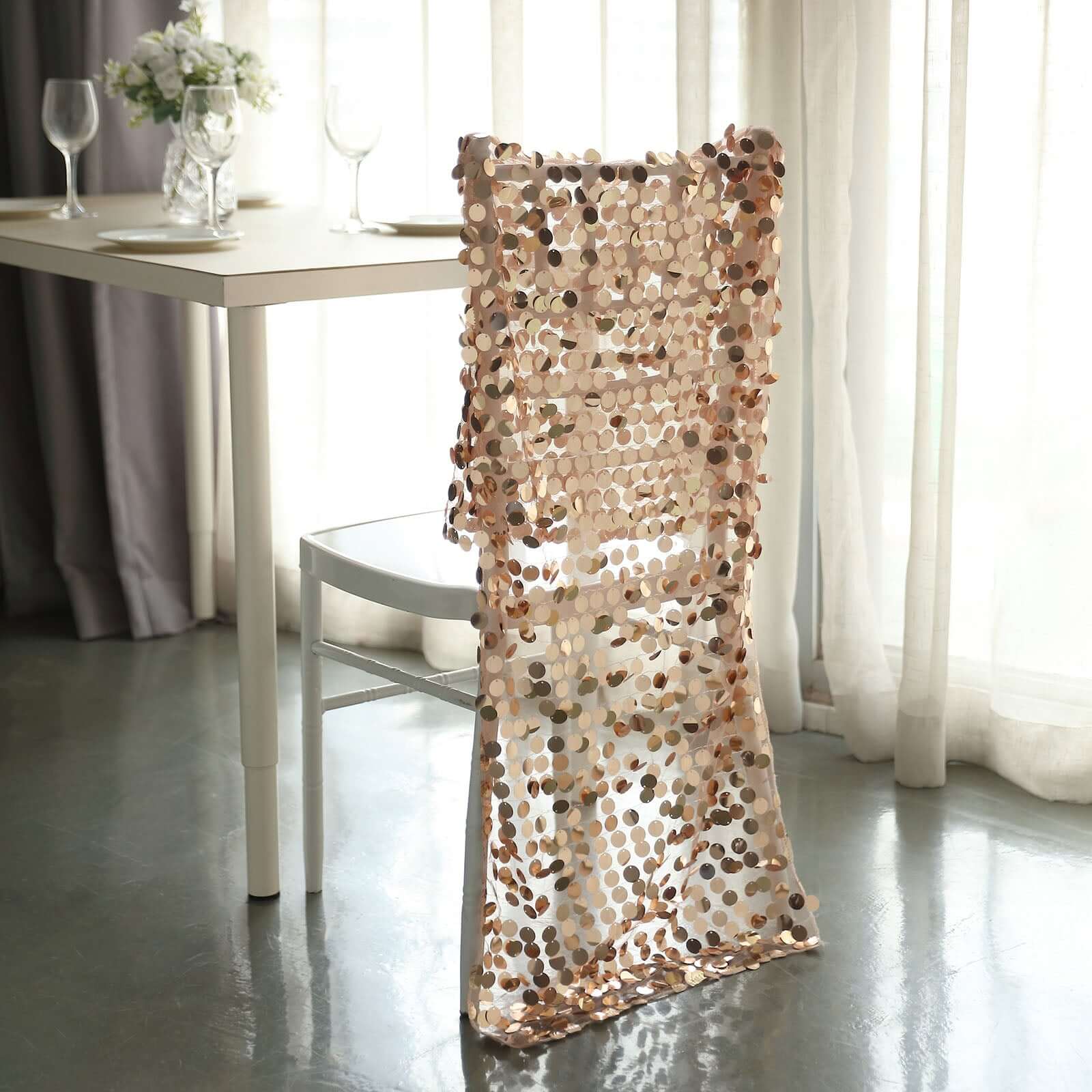 Rose Gold Big Payette Sequin Chiavari Chair Slipcover