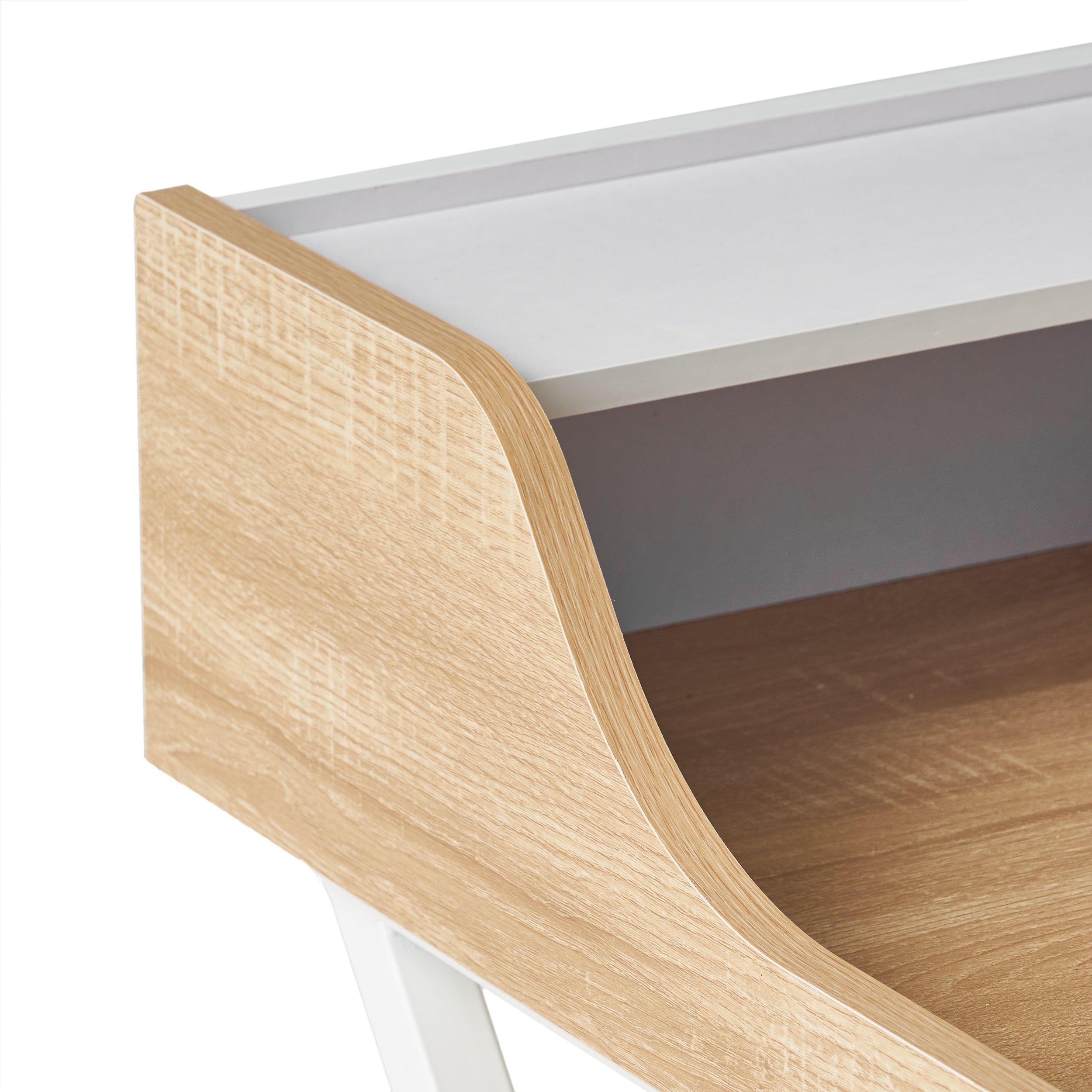 Alexandria Modern White and Oak Computer Desk with Storage Space