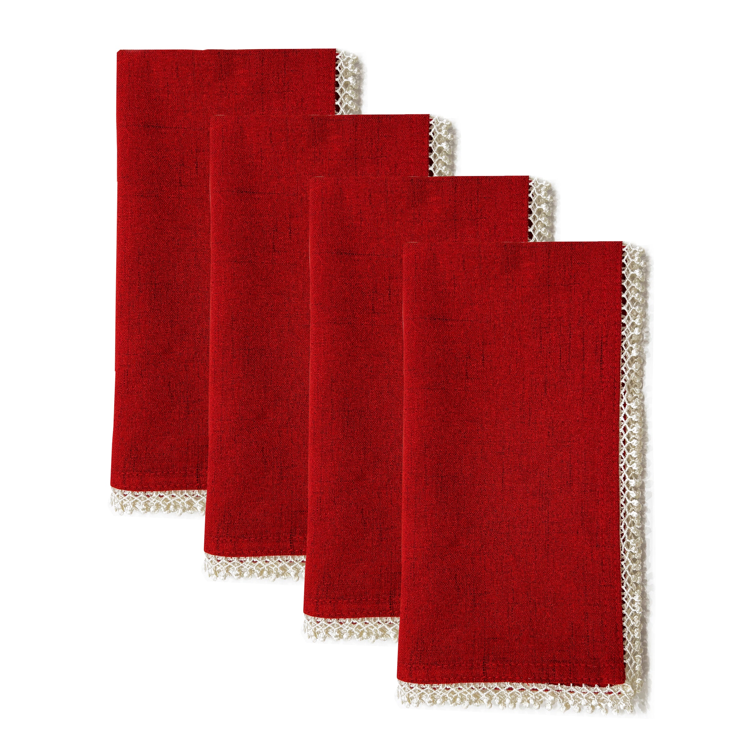 French Perle Red Dinner Napkins, Set of 4