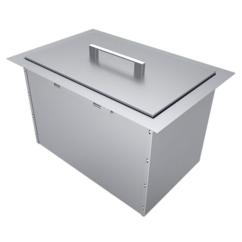 Sunstone 14 in. x 12 in. 304 Stainless Steel Over/Under Single Basin Insulated Wall Ice Chest with Cover B-IC14