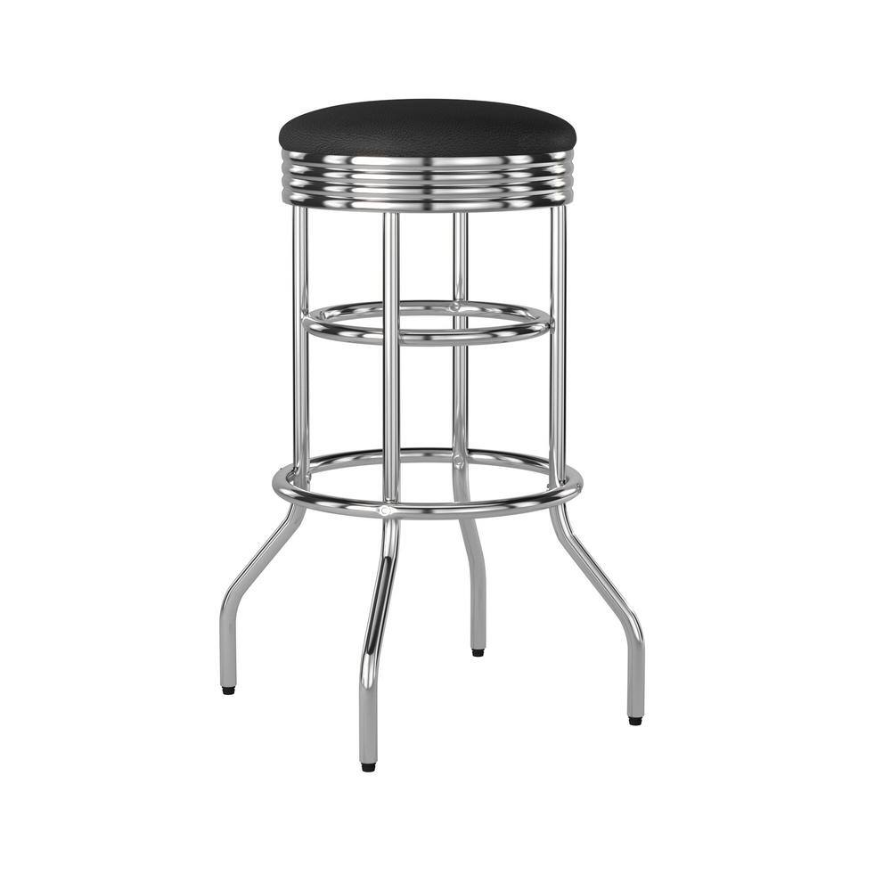 TRINITY 30 in. Chrome Swivel Cushioned Bar Stool TWE-1101