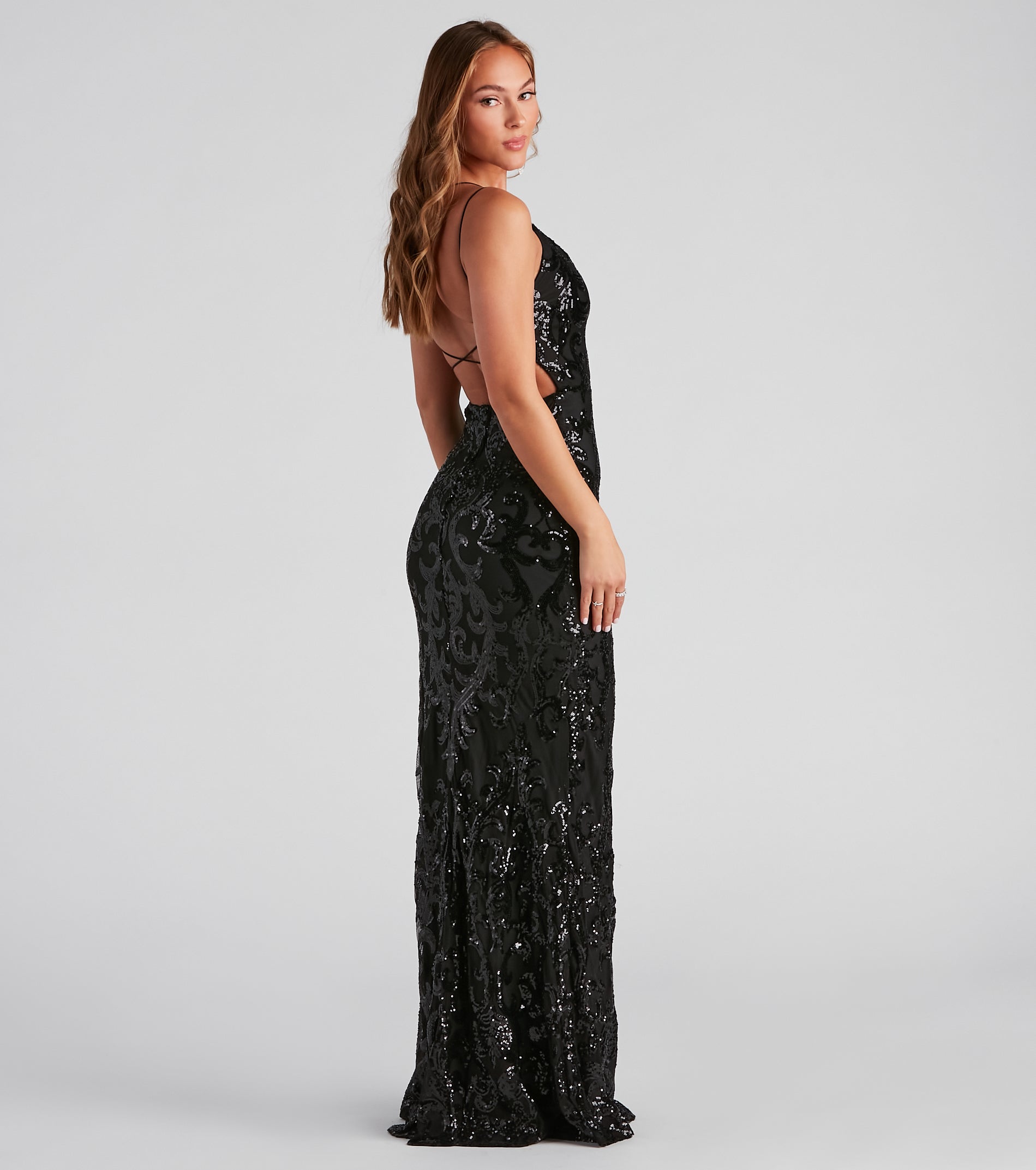 Lila Formal Open-Back Sequin Mermaid Dress