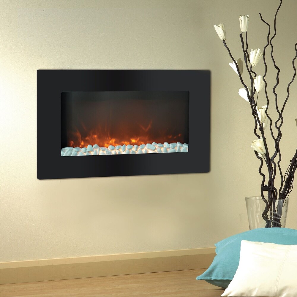 Hanover Fireside 30 In. Wall Mount Electronic Fireplace with Flat Panel and Crystal Rocks