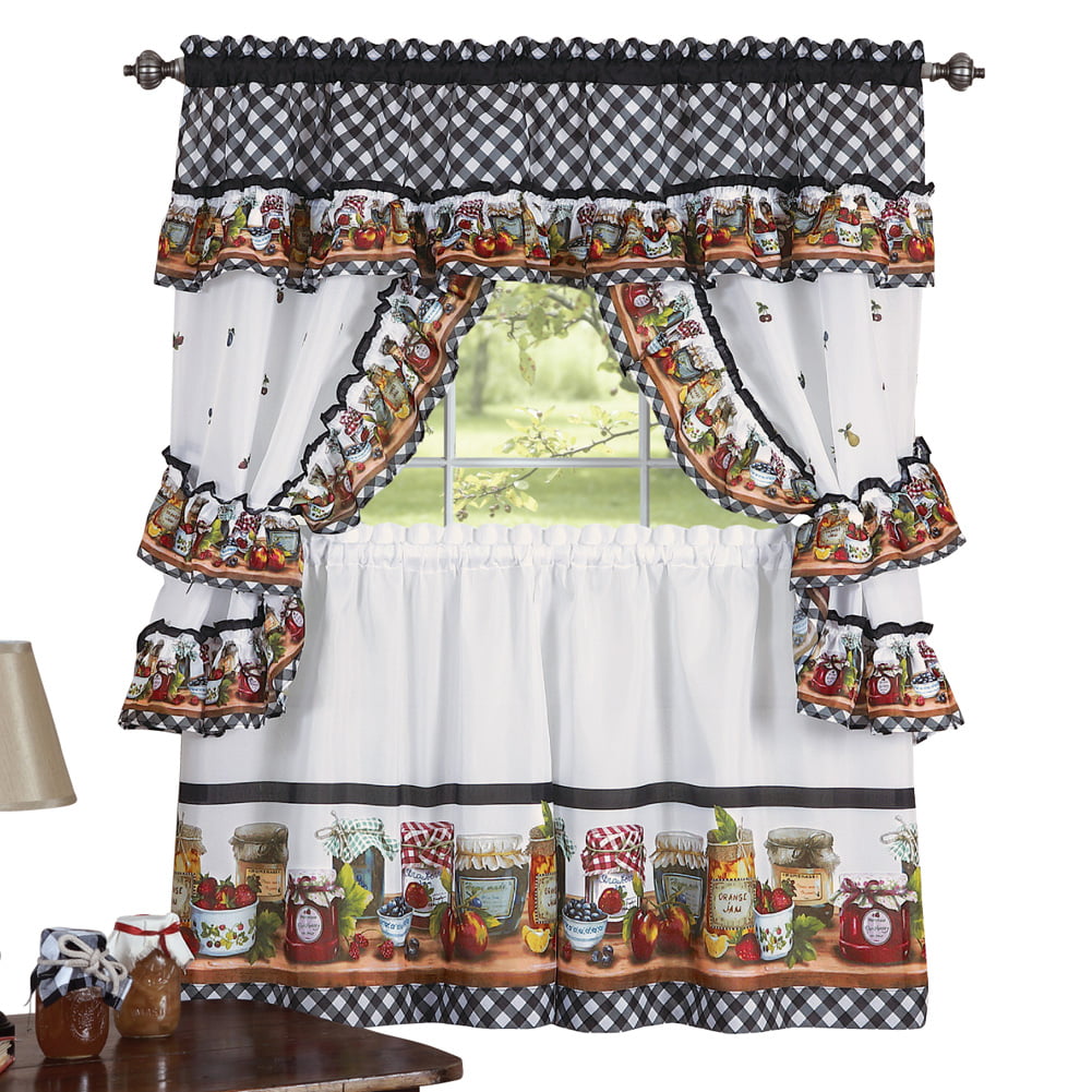 Collections Etc Mason Jars Kitchen Window Curtain Set