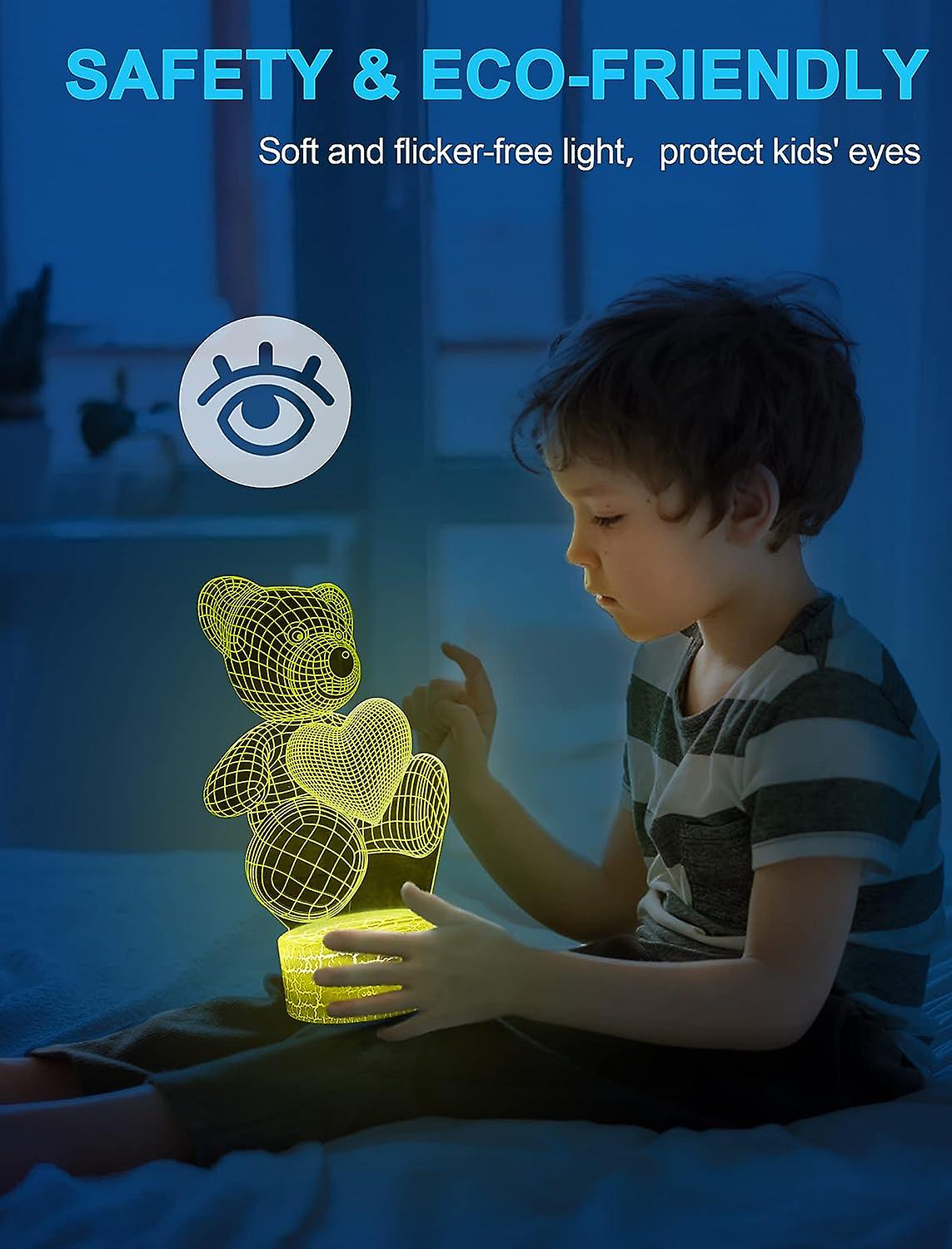 Teddy Bear Night Light For Kids， 3d Night Lamp， 16 Colors Changing With Remote Control， Room Decor， Gifts For Lovers Children Girls Boys