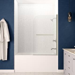 ANZZI 5 ft. Right Drain Tub in White with 34 in. x 58 in. Frameless Tub Door in Brushed Nickel SD05301BN-3260R