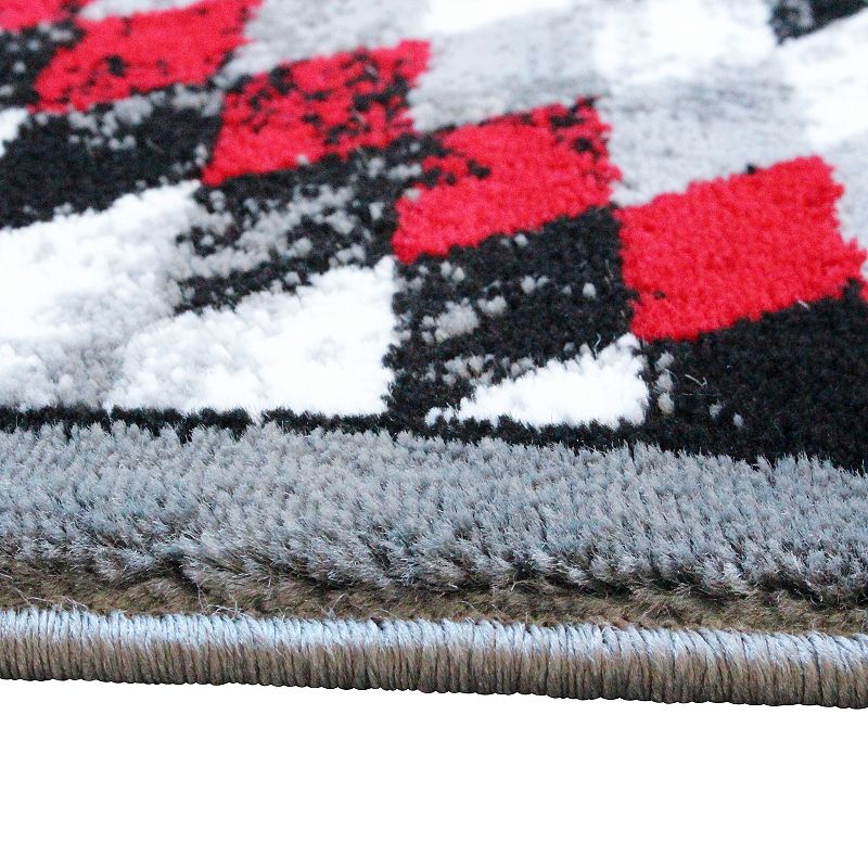 Masada Rugs Masada Rugs Stephanie Collection 2'x7' Area Rug Runner with Distressed Southwest Native American Design 1106 in Red， Gray， Black and White