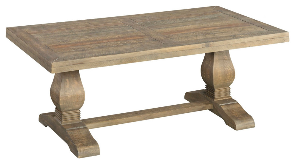 19 quotRectangular Coffee Table With Pedestal Base  Brown   French Country   Coffee Tables   by VirVentures  Houzz