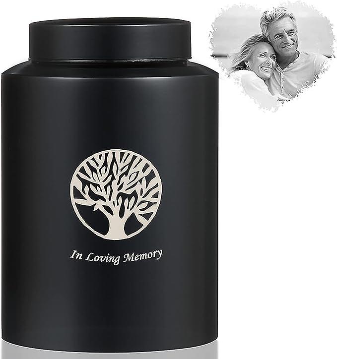 Cremation Ashes Urn， Stainless Steel Urn With Thread Lid For Human Ashes， Funeral Urn For Human Pet Ashes Hair， Tree Of Life Funeral Burial Urn， In Lo