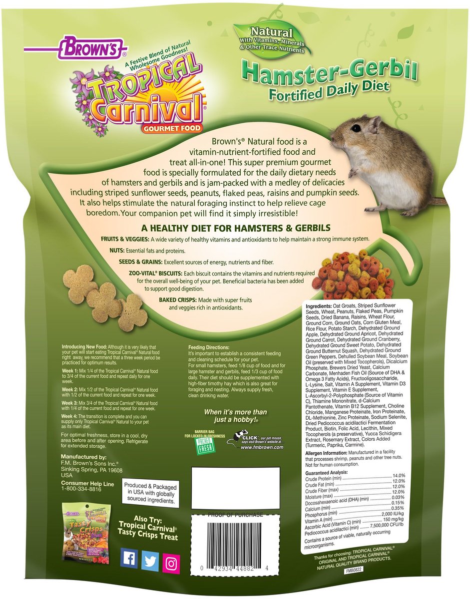 Brown's Tropical Carnival Gourmet Gerbil and Hamster Food