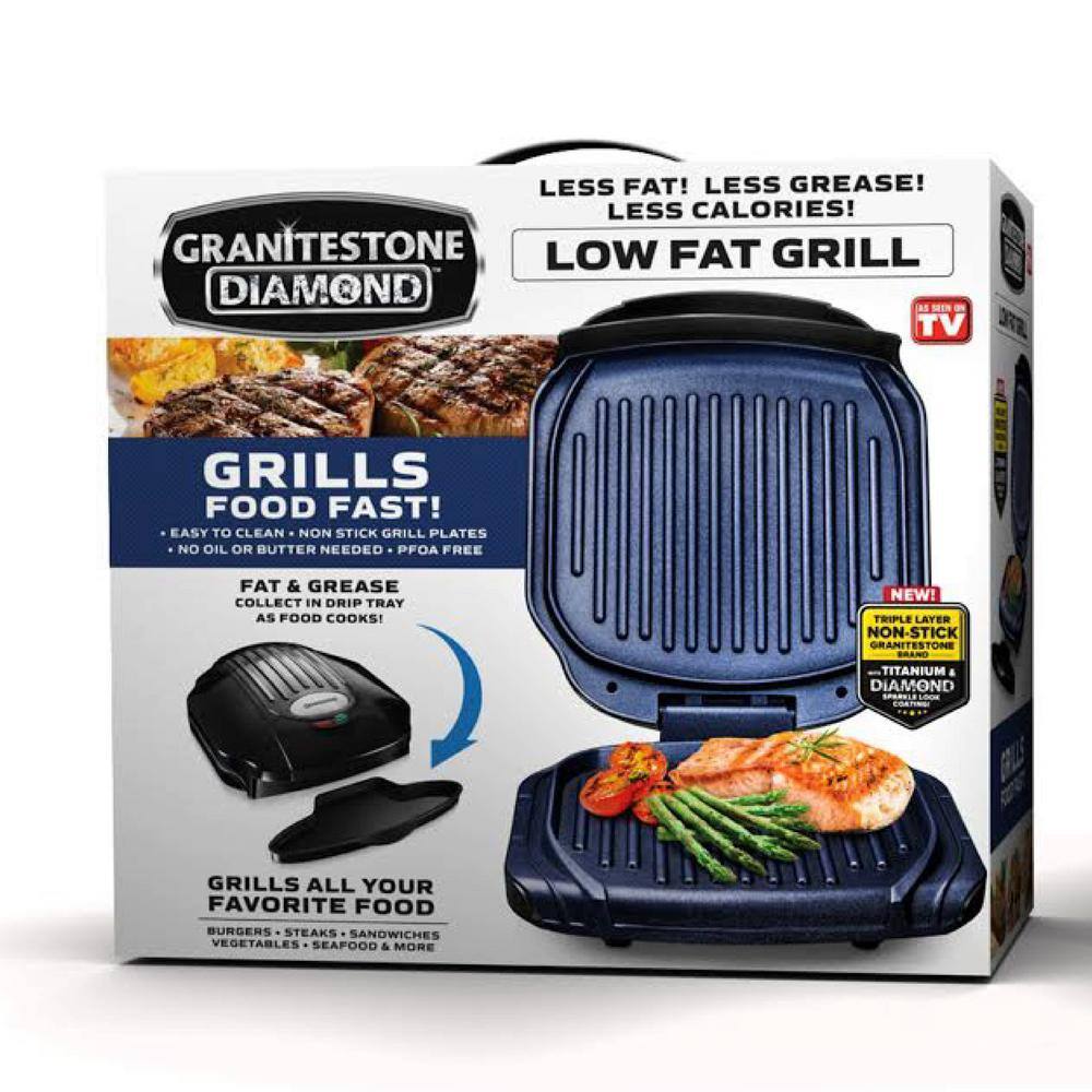 GRANITESTONE 72 sq. in. Classic Blue Ultra-Durable Non-Stick Diamond Infused Low Fat Grill 7195