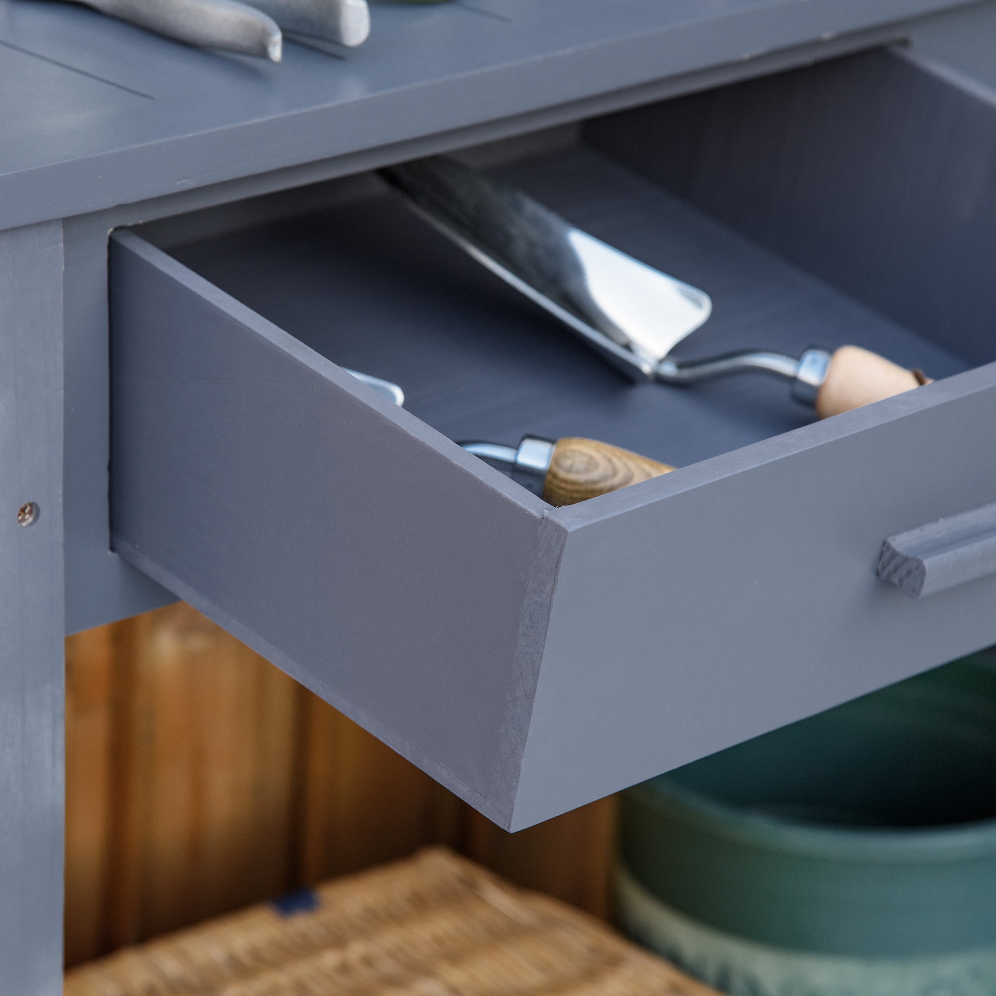 Outsunny Gray Wood Potting Bench