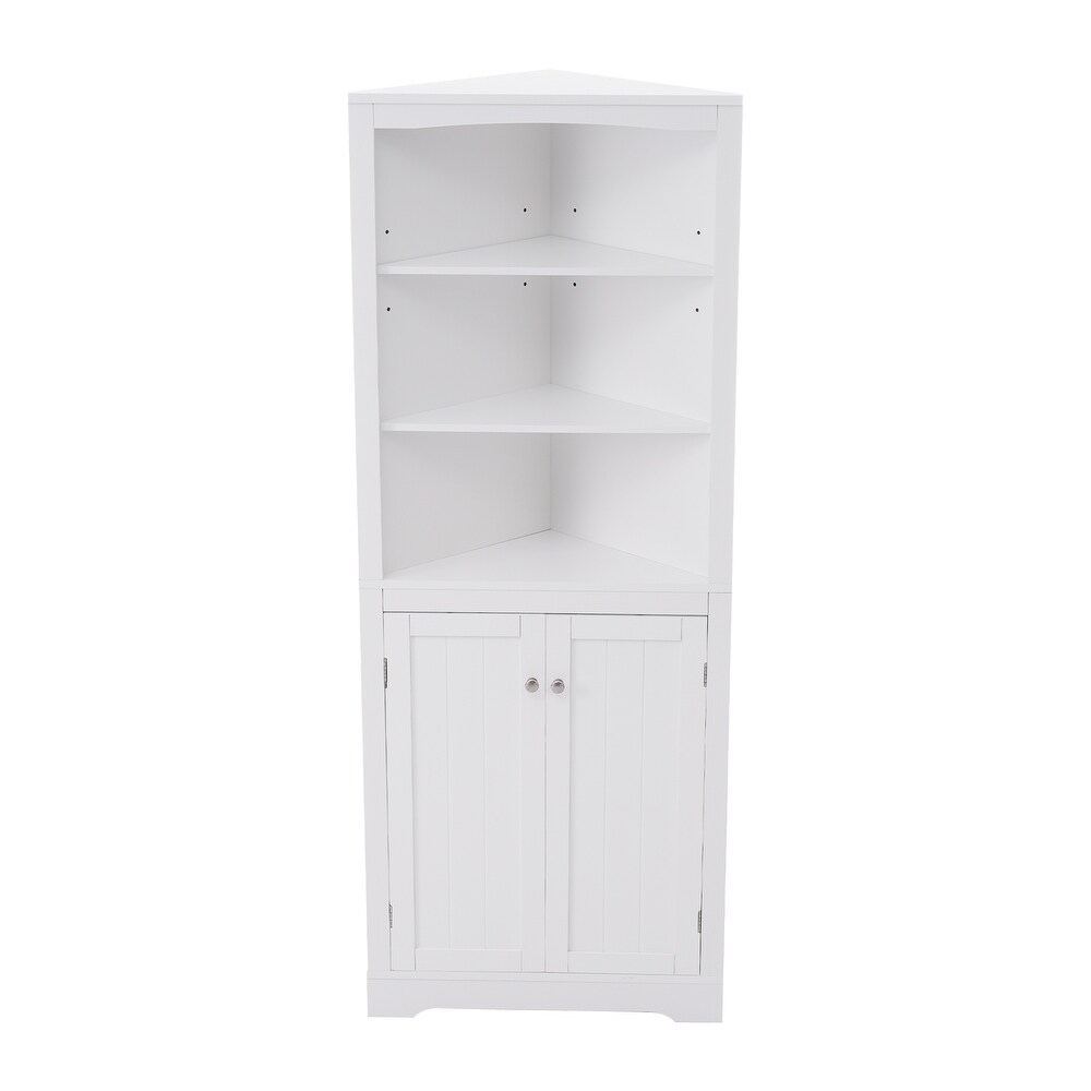 Bathroom Storage Corner Cabinet with Adjustable Shelves and Doors  Multi Functional Tall Storage Cabinet