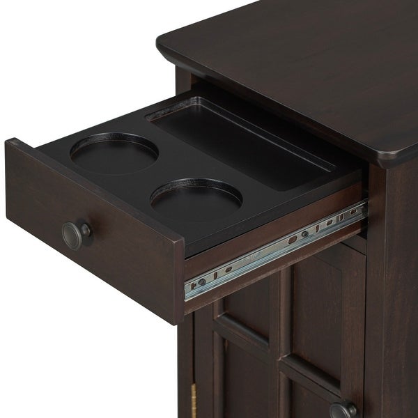 End Table with USB Ports and Multifunctional Drawer with Cup Holders