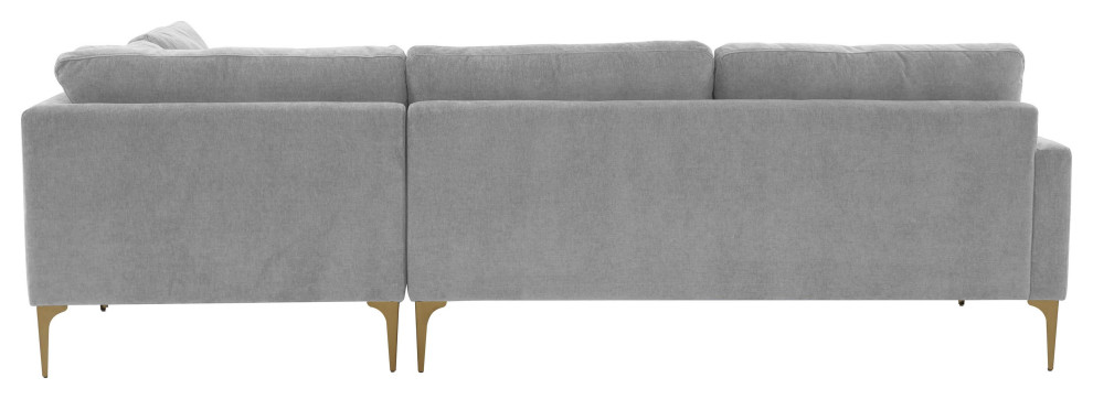 Serena Gray Velvet Large Right Arm Facing Chaise Sectional   Midcentury   Sectional Sofas   by First of a Kind USA Inc  Houzz