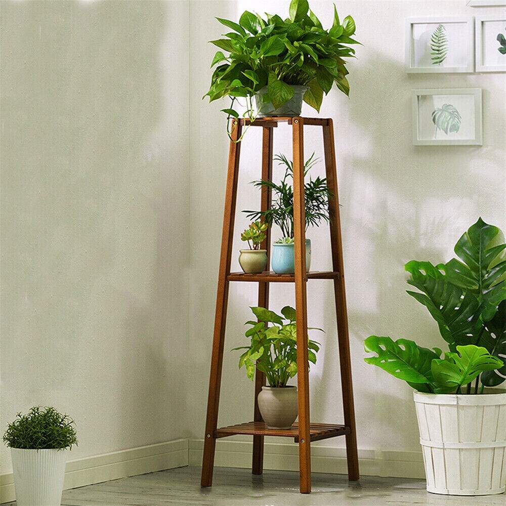 3 Tier Potted Bamboo Flowers Stand Corner Plant Rack