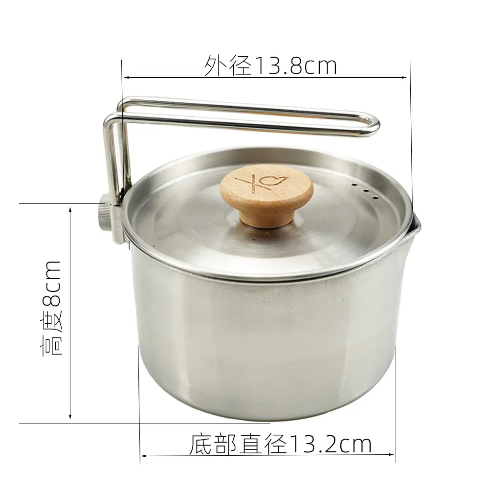 Outdoor portable stainless steel multi functional camping removable kettle picnic leisure fishing coffee pot