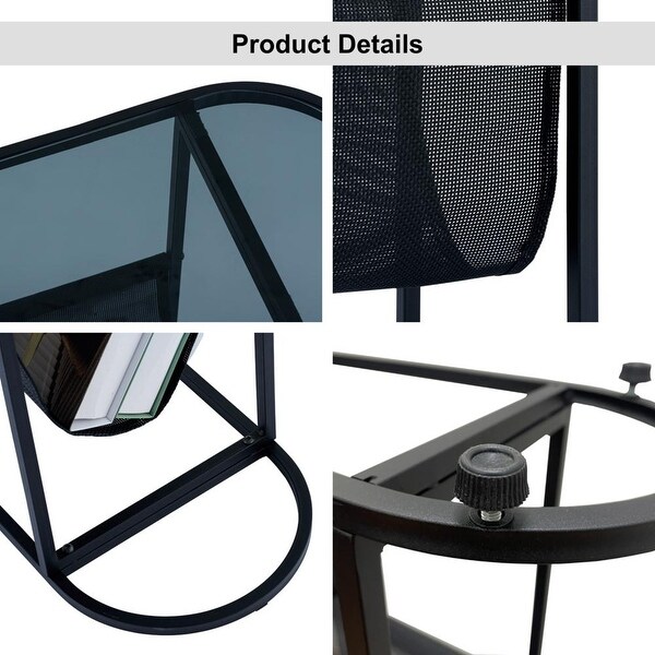 Set of 2 Small Side Tables With Magazines Organizer Storage Space