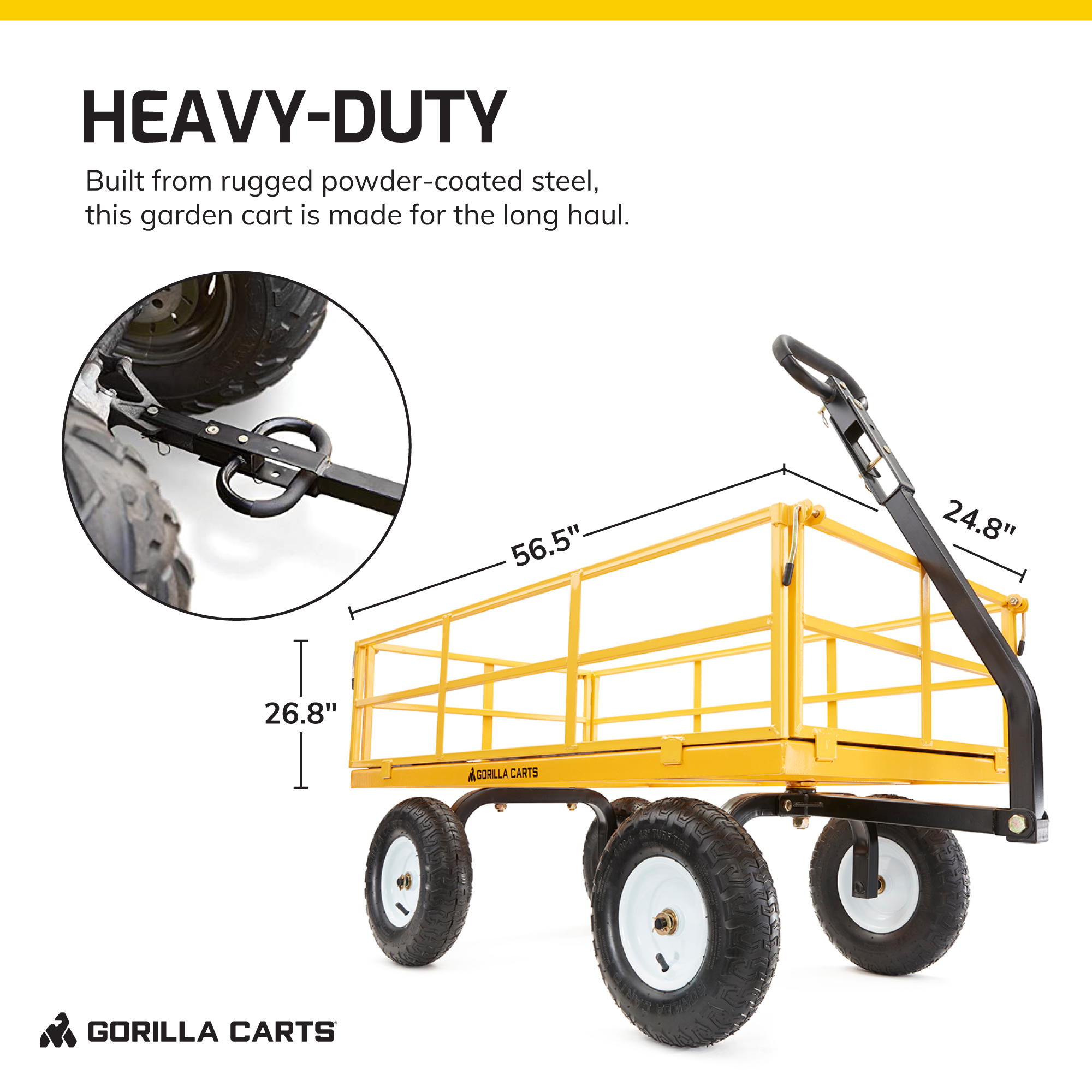 Gorilla Carts 1200 Pound Capacity Steel Utility Cart Wagon with Removable Sides