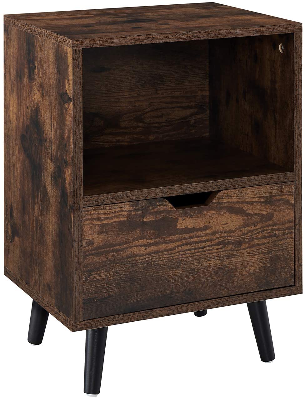 Nightstand Modern Side End Sofa Table Night Stand with Drawer for Living Room Bedroom, Rustic Brown