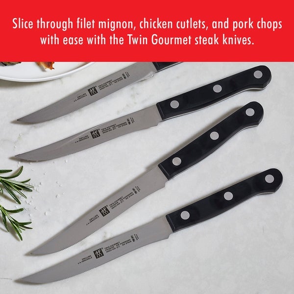 ZWILLING TWIN Gourmet Steak Knives Set of 4 - Stainless Steel - 4-pc