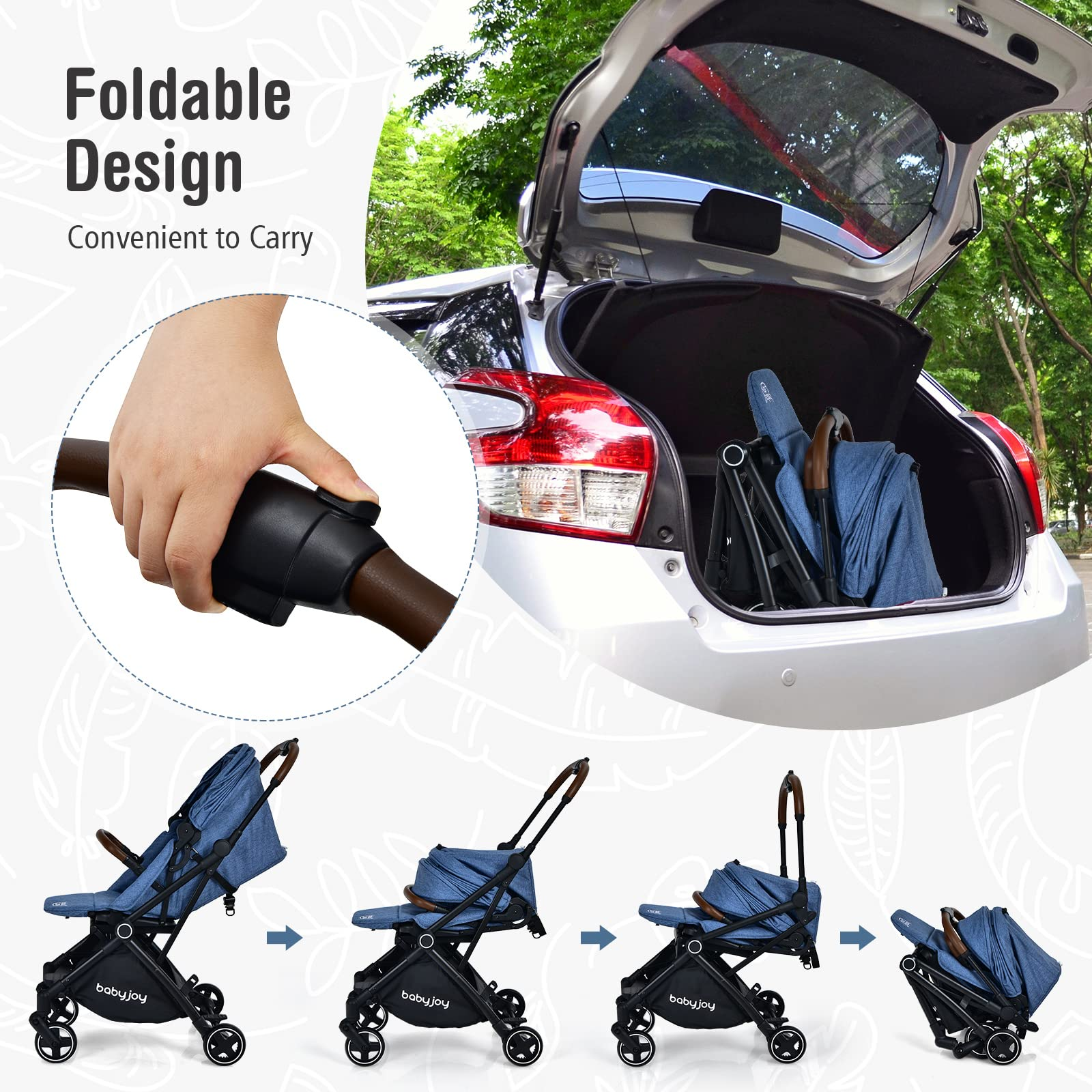 BABY JOY Baby Stroller, Foldable High Landscape Infant Carriage Newborn Pushchair with Reversible Seat