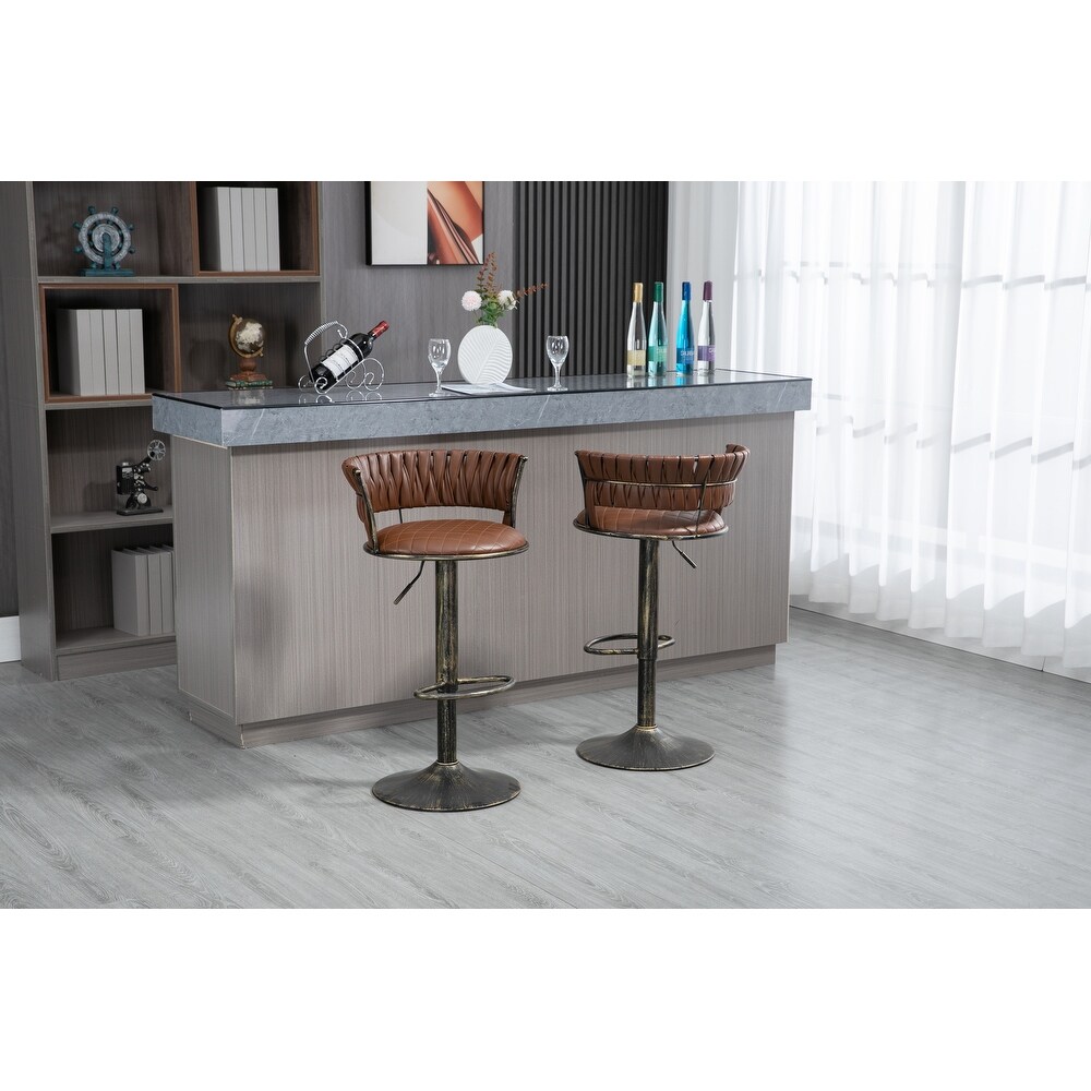 Swivel Bar Stools Set of 2 Adjustable Counter Height Chairs with Footrest for Kitchen  Dining Room 2PC/SET