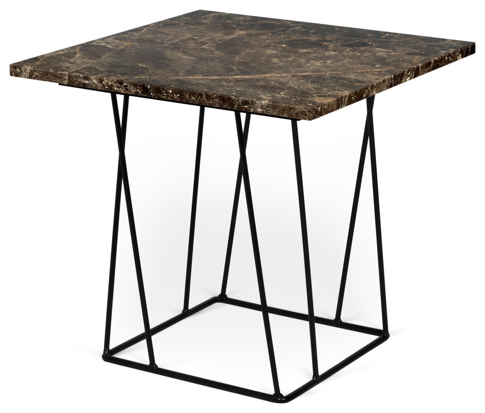 Tema Helix 20x20 Marble Side Table With Black Steel Legs   Contemporary   Side Tables And End Tables   by Ella Modern  Houzz