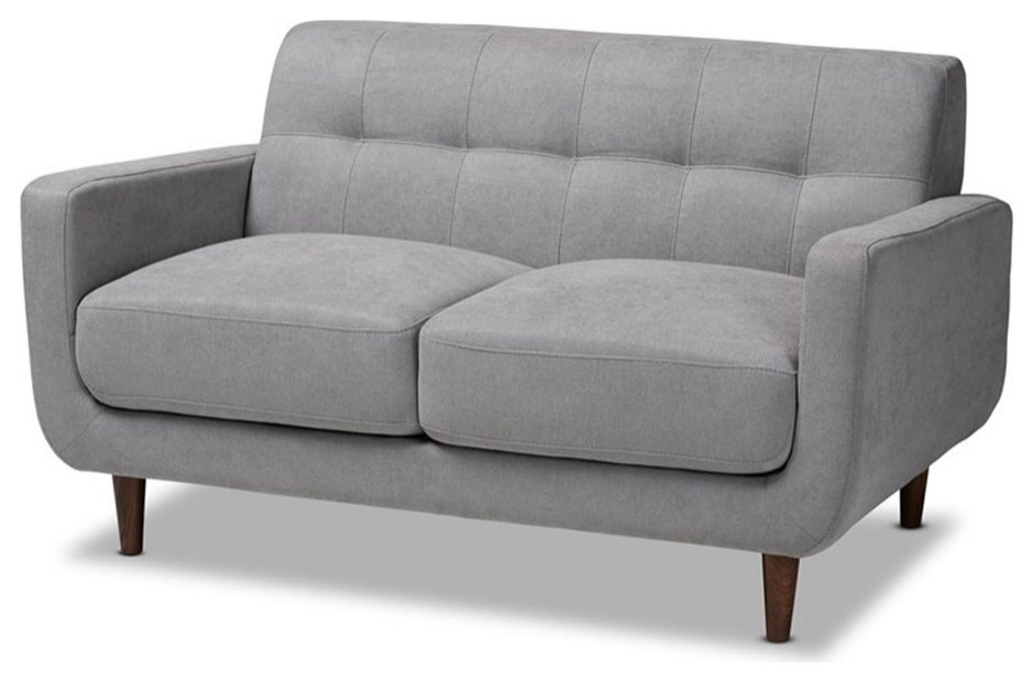 Bowery Hill Light Grey Fabric Upholstered Loveseat   Loveseats   by Homesquare  Houzz