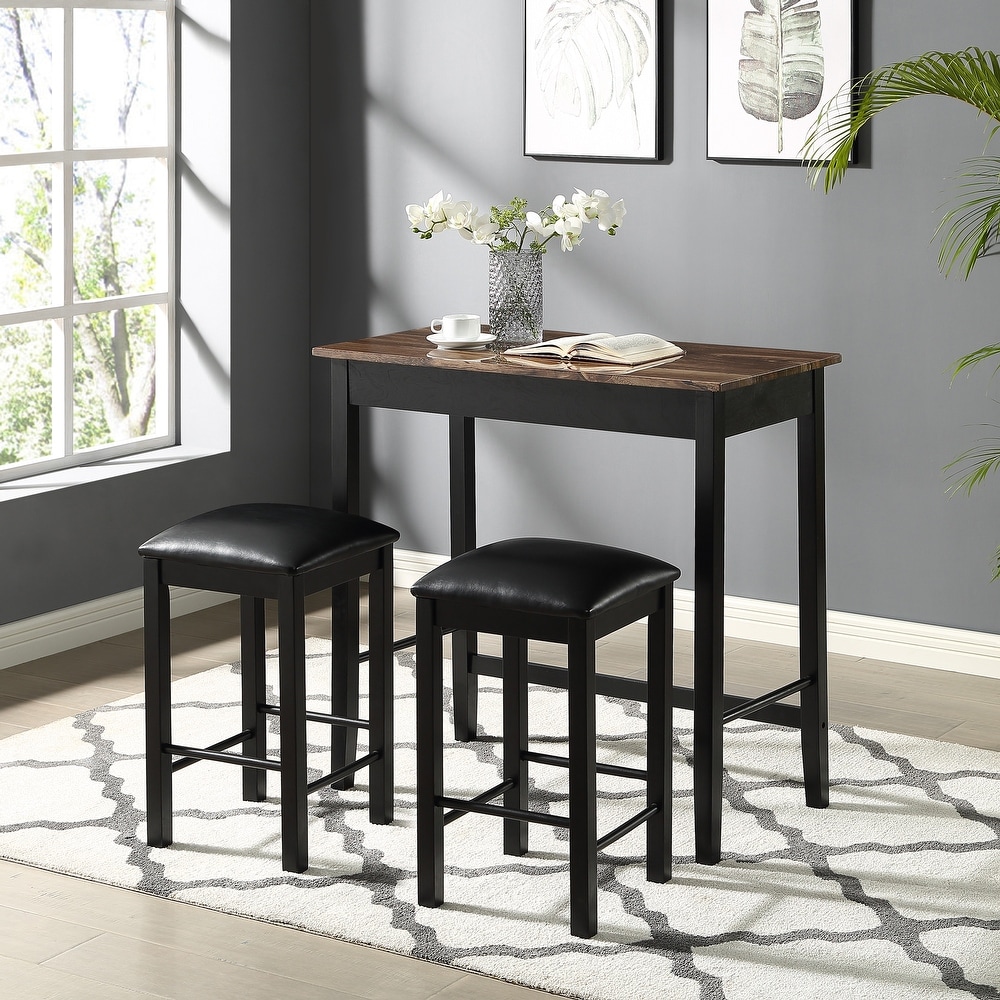 Gendt Industrial Walnut Wood 2 Tone 3 Piece Counter Height Table Set by Copper Grove