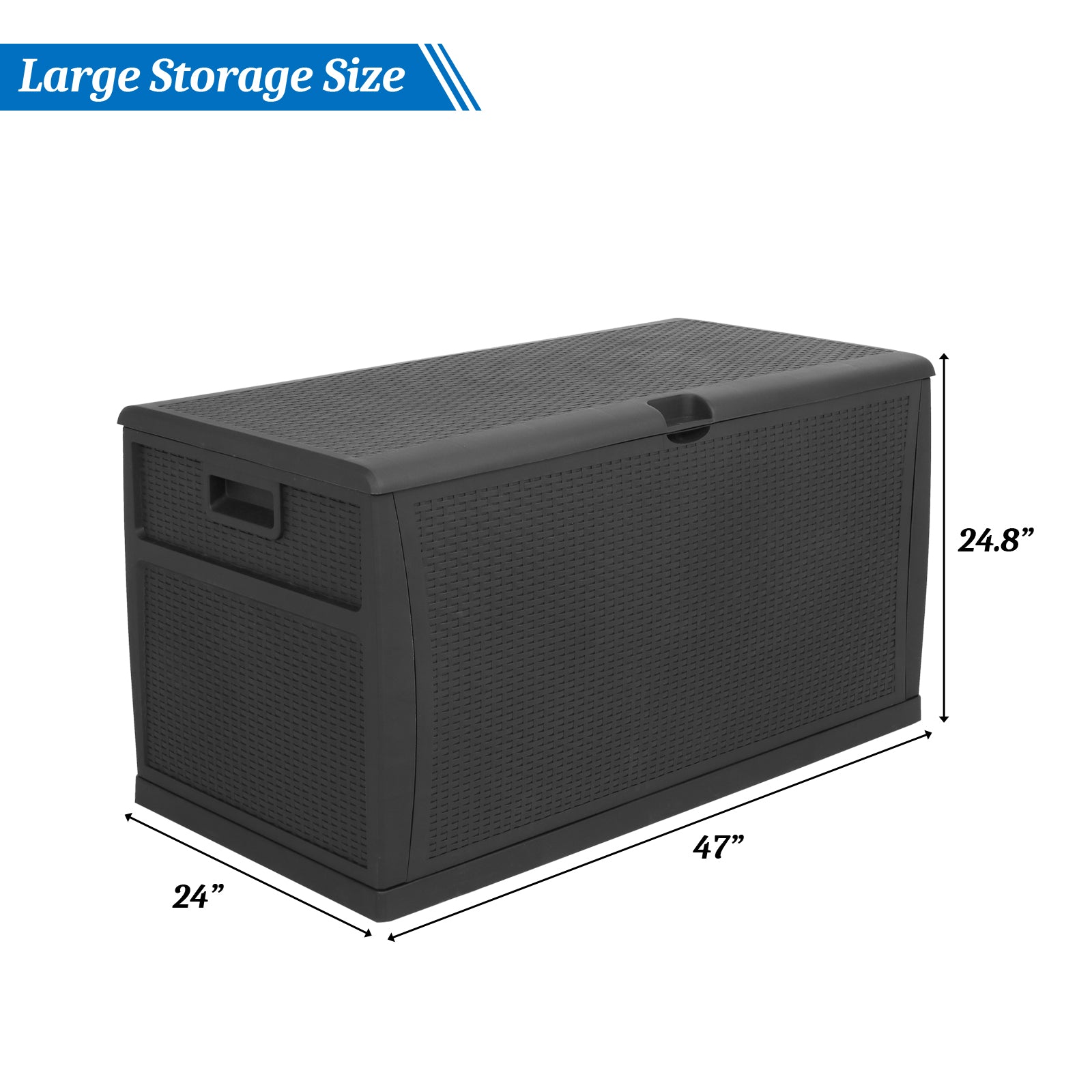 VINGLI 120 Gallon Plastic Outdoor Storage Box, Patio Deck Box with Lockable Design for Yard | Porch | Garden, Black