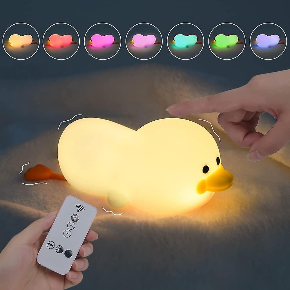 Silicone Lamp 9 Colors Usb Rechargeable Can Be Timed Children's Night Light Deco Lamp For Decoration Christmas Kid's Bedroom Birthday Gift (duck)